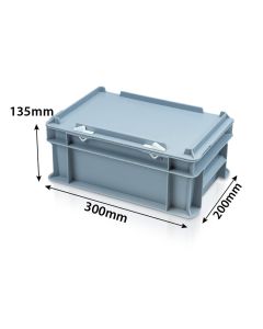 Hinged Lid Quarter Size Euro Box L300xW200xH135mm