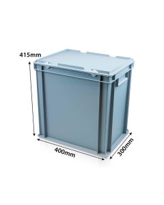 34 Litre Deep Euro Container With Attached Lid L400xW300xH415mm