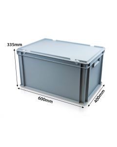 Large Euro Container With Hinged Lid L600xW400xH335mm