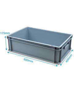 36 Litre Euro Container (600x400x175mm) Open Handled Surplus Stock 