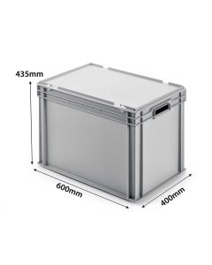 80 Litre Heavy Duty Euro Container With Hinged Lid (600x400x435mm)