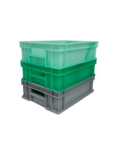 Open Handle 10 Litre Euro Stacking Box (400x300x120mm) Multi Coloured Surplus Stock