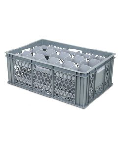 Stackable Glassware Crate With Removable Dividers - 15 Compartments