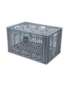 Euro Crate with Top and Base Glassware Inserts