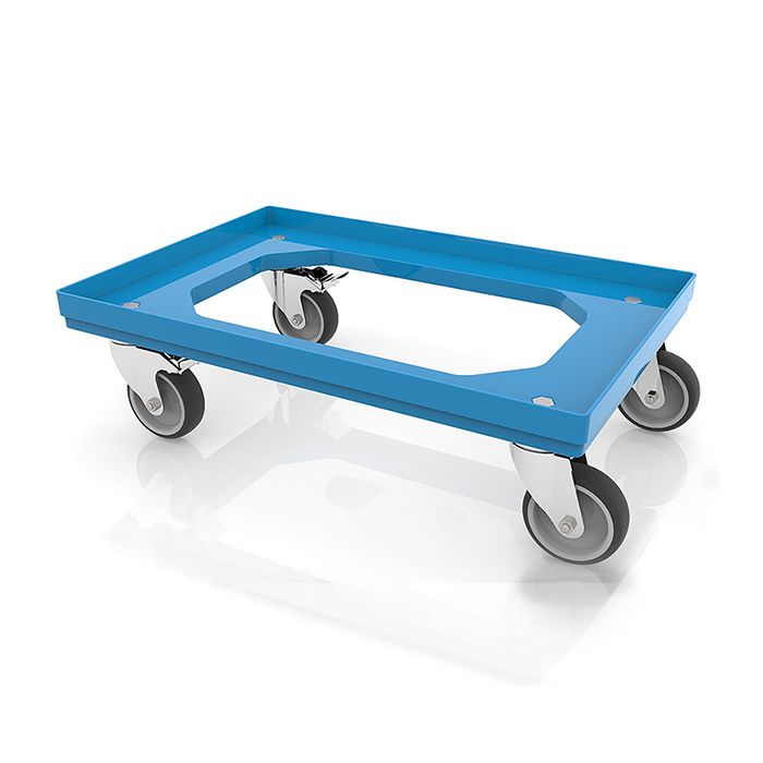 Budget Eco Blue Open Deck Transport Trolley with Rubber Wheels