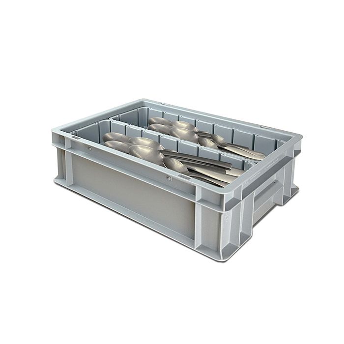 Cutlery storage box with inserts