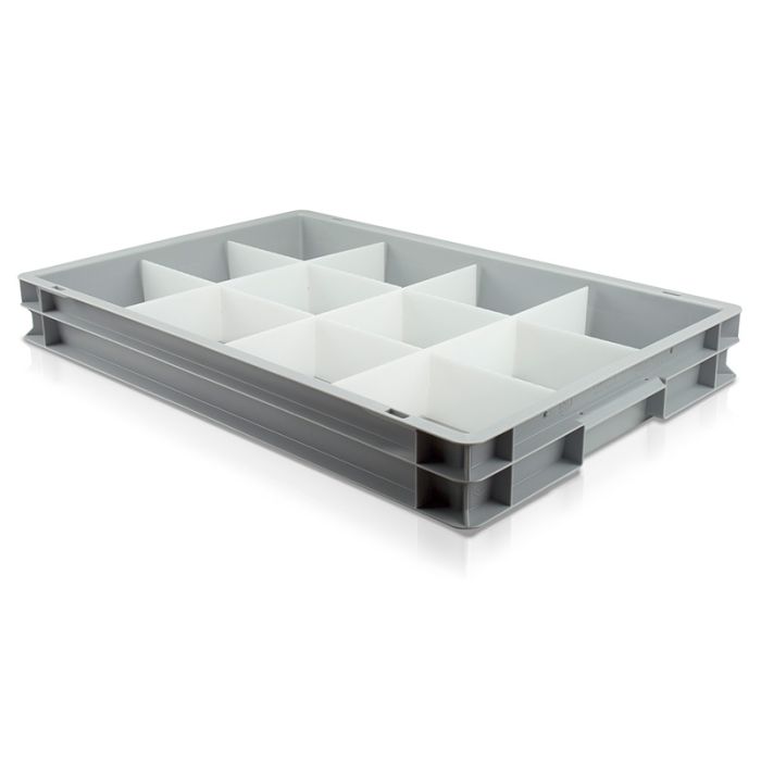 Shallow Plastic Tray with 12 Compartments 