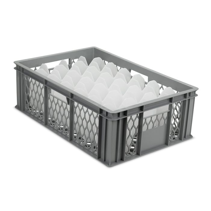 Stacking Glassware Crates with 28 Compartments 