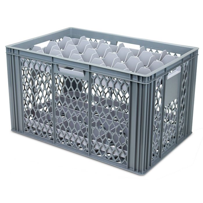 Ventilated Euro Stacking Crate with Segmented Inserts 