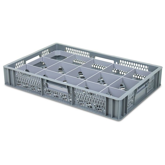 Shallow Glassware Crate with Base dividers 