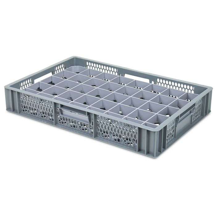 Shallow Glassware Container with Base Dividers